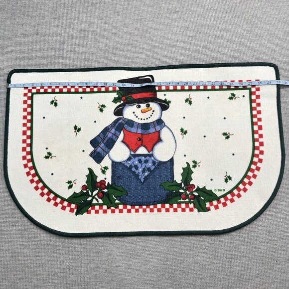 Snowman Holly Half-Round Rug 30"x18" Rubber Back Christmas Welcome Mat by B&D - Picture 5 of 6
